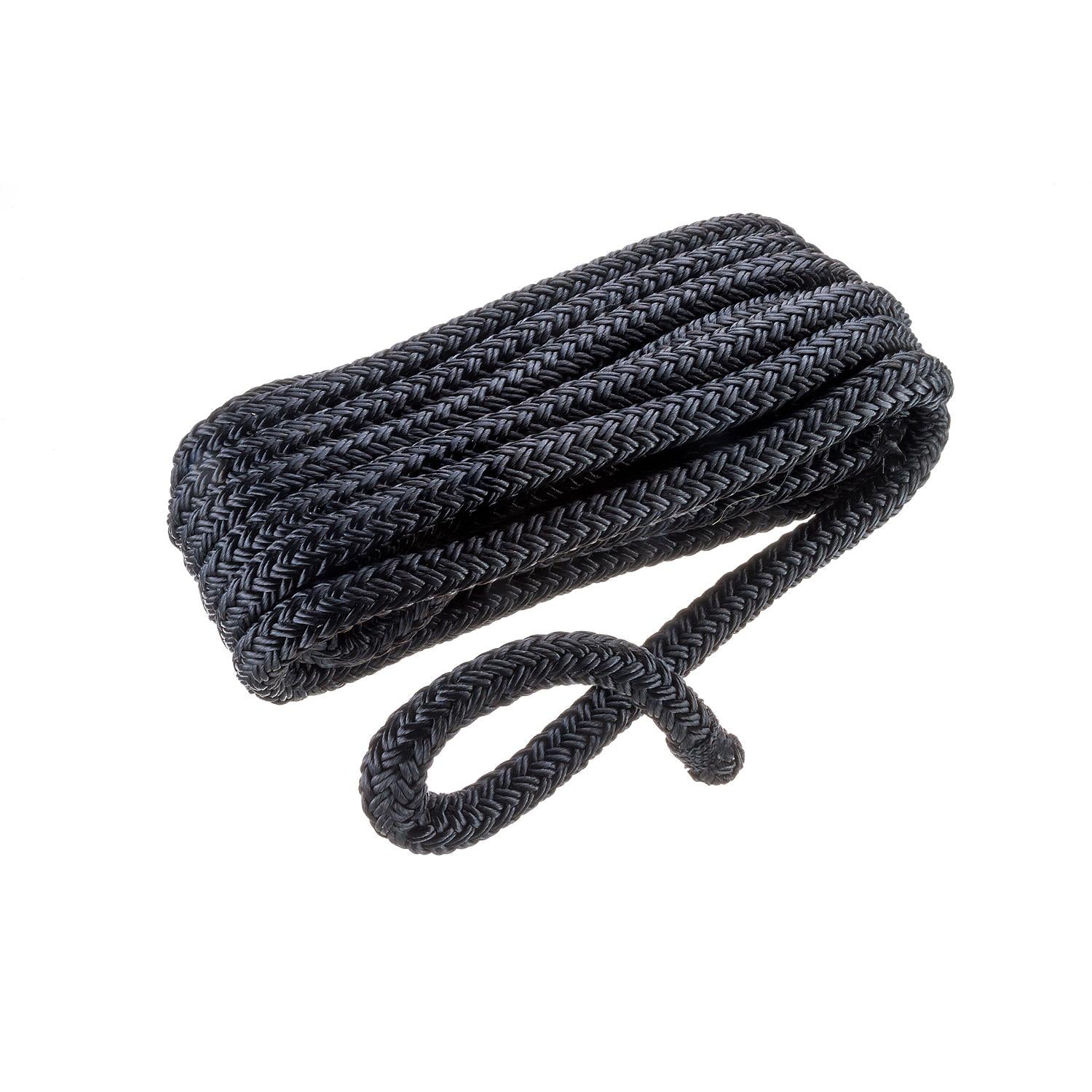 Double Braid Nylon Dock Line, Black, 1/2in x 15ft