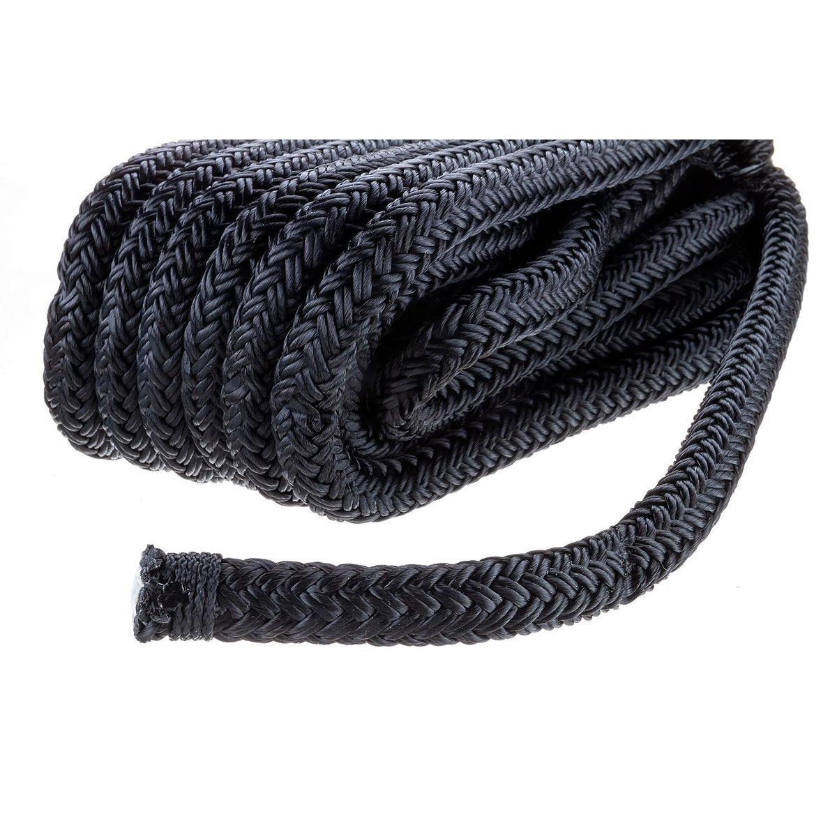 Double Braid Nylon Dock Line, Black, 1/2in x 25ft