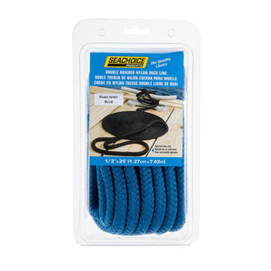 Double Braid Nylon Dock Line, Blue, 1/2in x 25ft