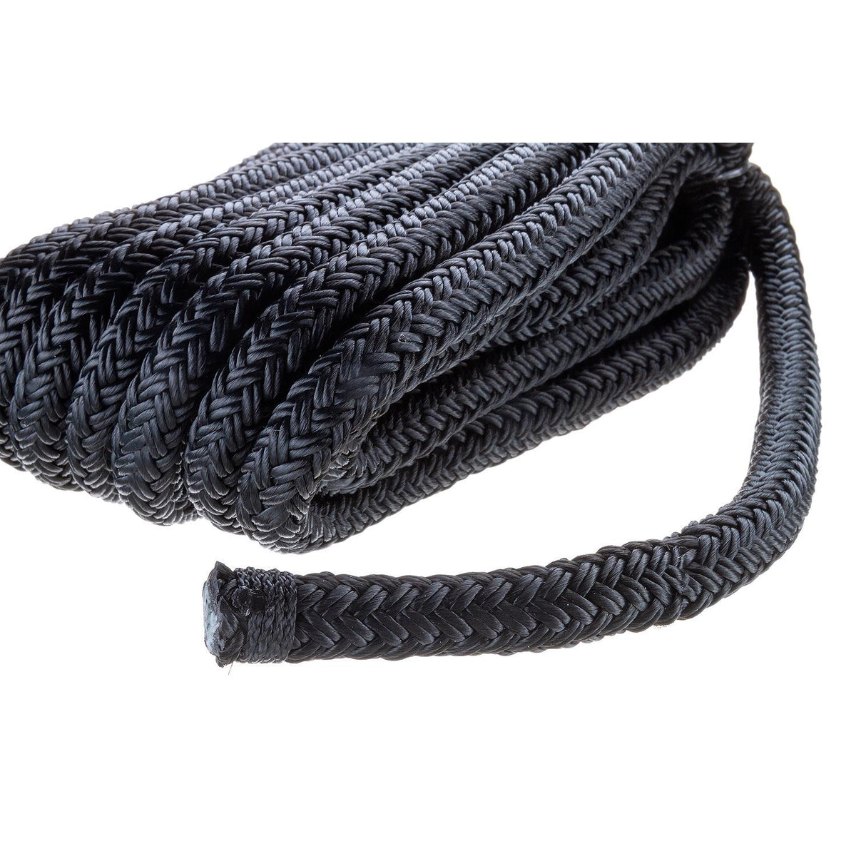 Double Braid Nylon Dock Line, Black,  1/2in x 20ft