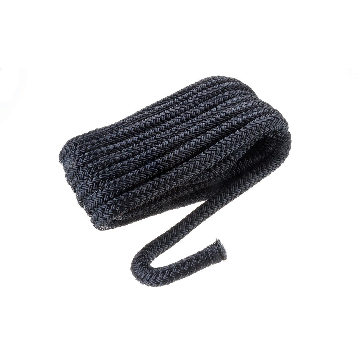 Double Braid Nylon Dock Line, Black,  1/2in x 20ft