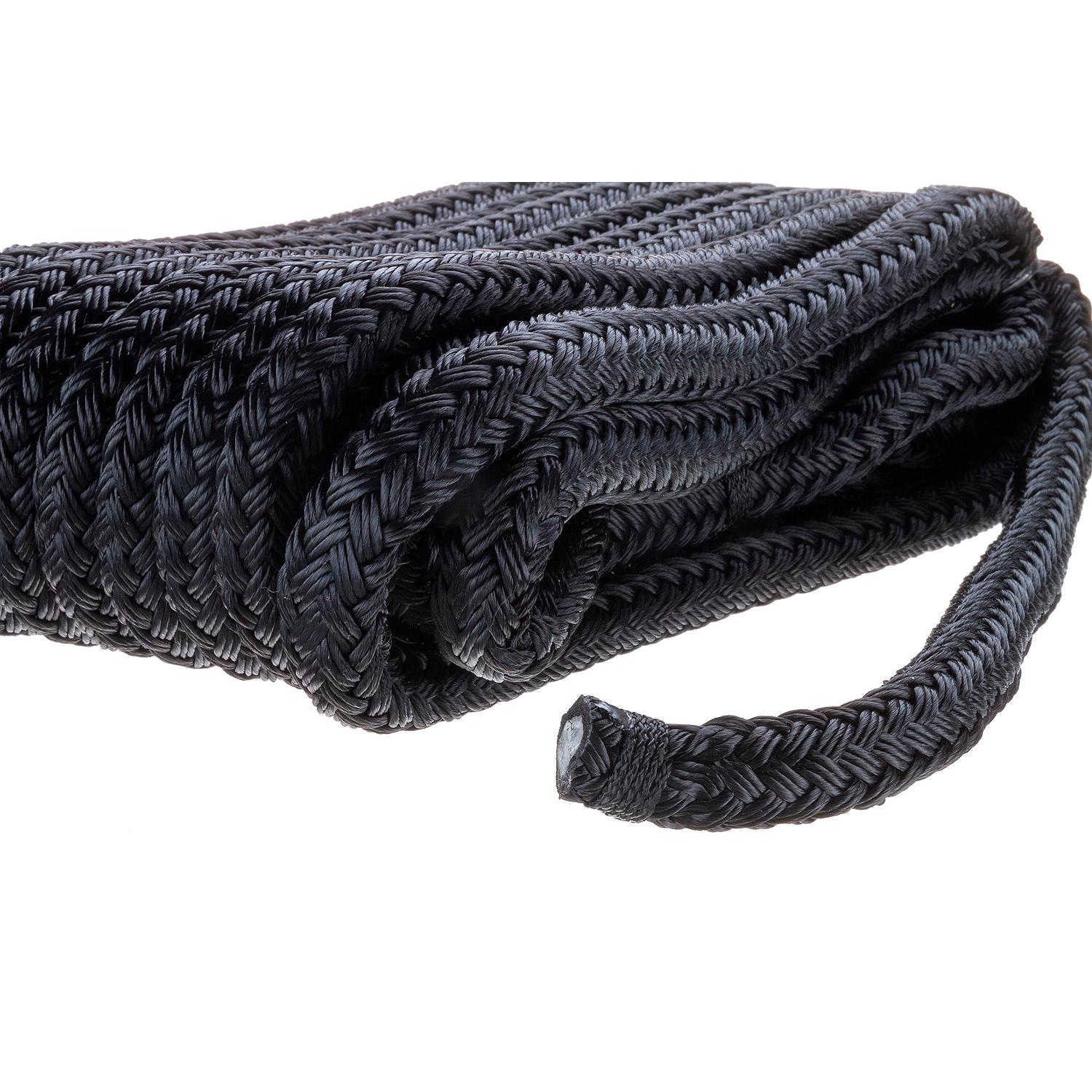 Double Braid Nylon Dock Line, Black, 5/8in x 35ft