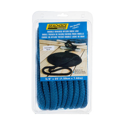 Double Braid Nylon Dock Line, Blue 5/8in x 25ft