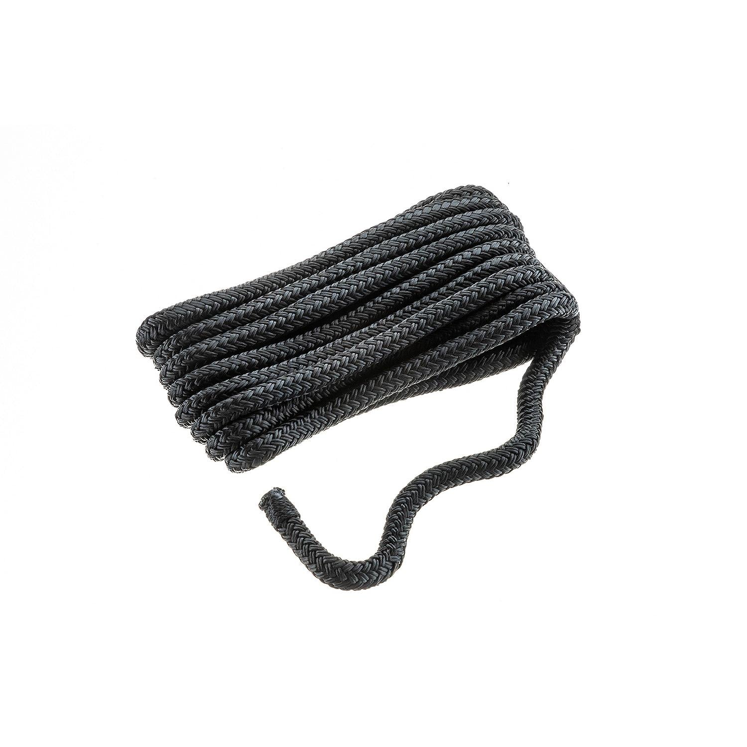 Double Braid Nylon Dock Line, Black, 3/8in x 10ft