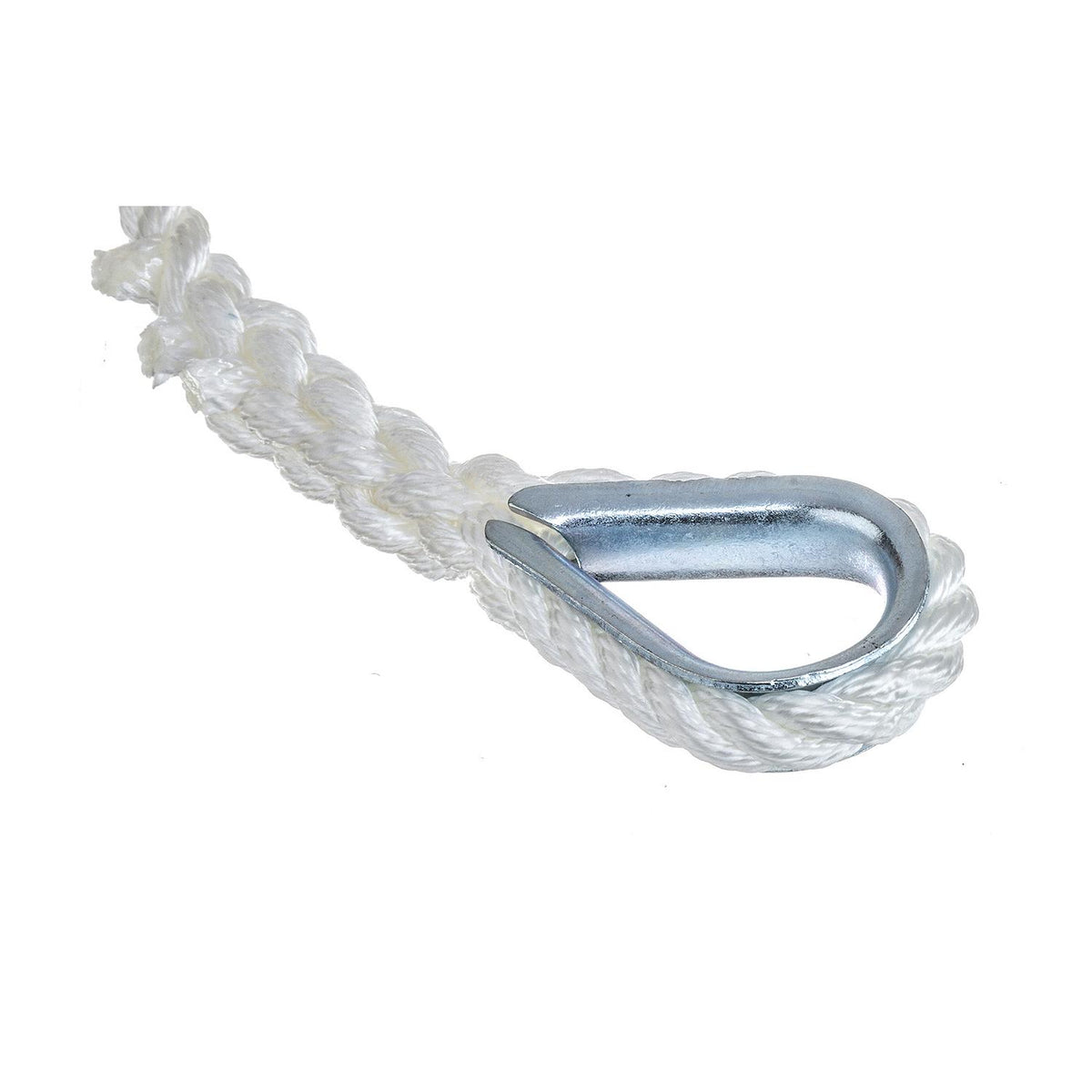3-Strand Twisted Nylon Anchor Line, White, 3/8in x  50ft