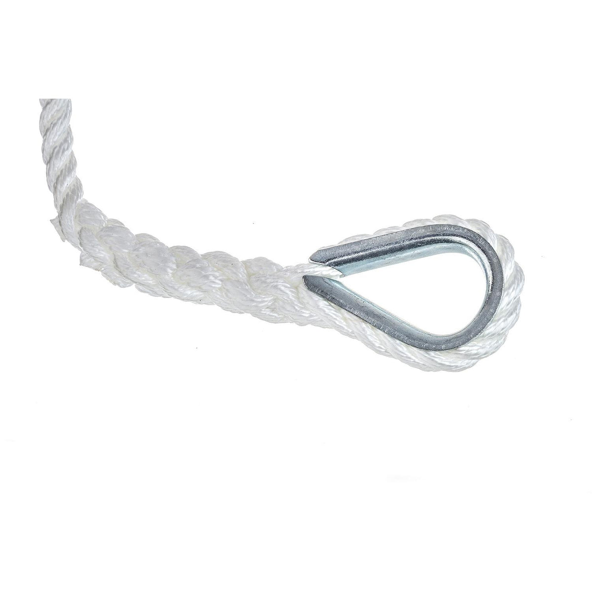 3-Strand Twisted Nylon Anchor Line, White, 3/8in x 100ft
