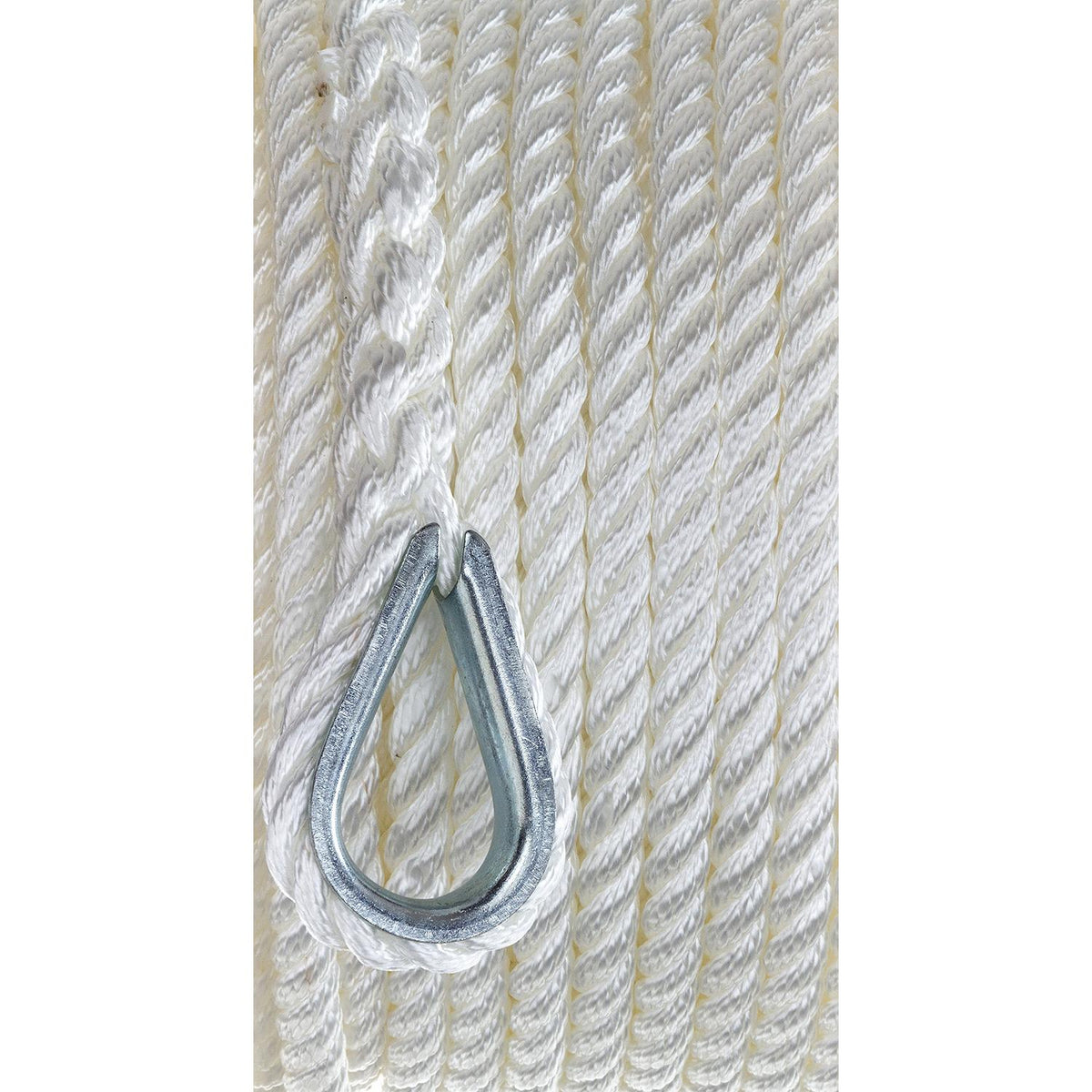 3-Strand Twisted Nylon Anchor Line, White, 3/8in x 100ft