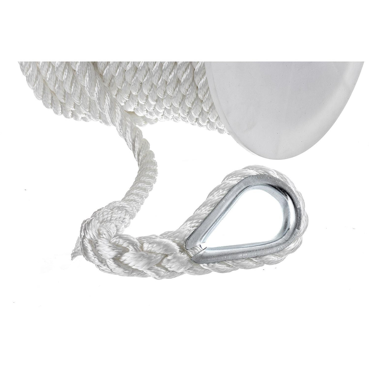 3-Strand Twisted Nylon Anchor Line, White, 1/2in x 100ft