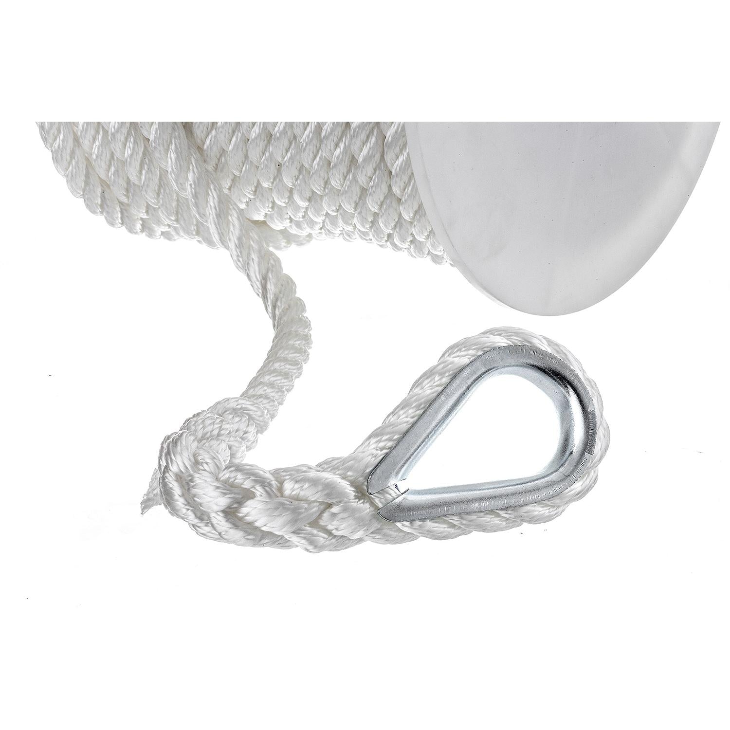 3-Strand Twisted Nylon Anchor Line, White, 1/2in x 100ft