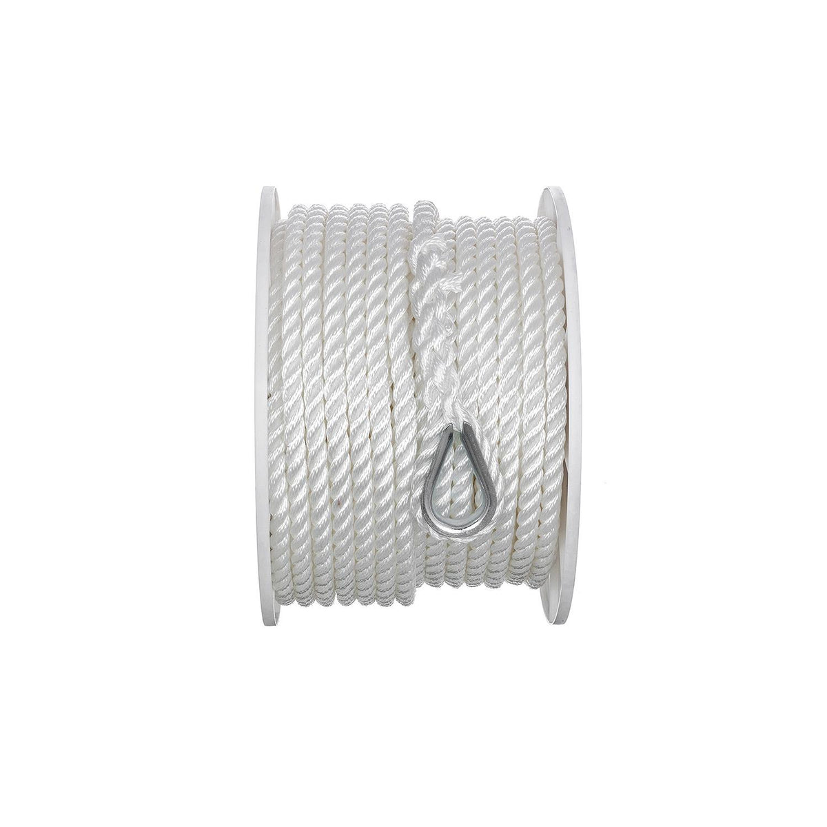 3-Strand Twisted Nylon Anchor Line, White, 1/2in x 150ft