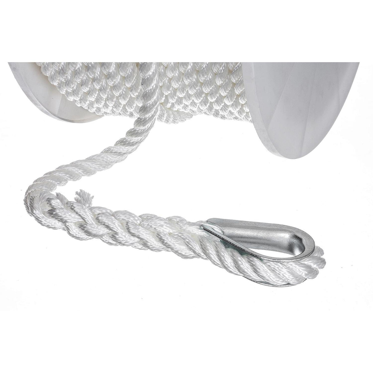 3-Strand Twisted Nylon Anchor Line, White, 1/2in x 150ft