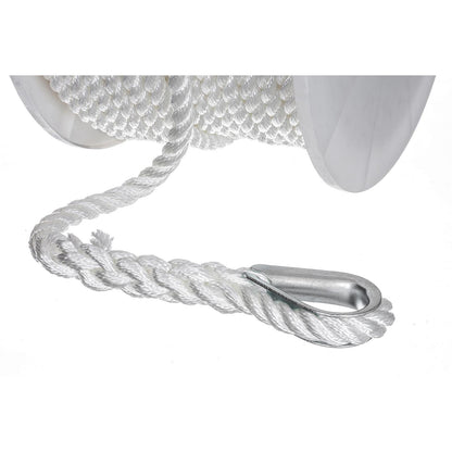 3-Strand Twisted Nylon Anchor Line, White, 1/2in x 150ft