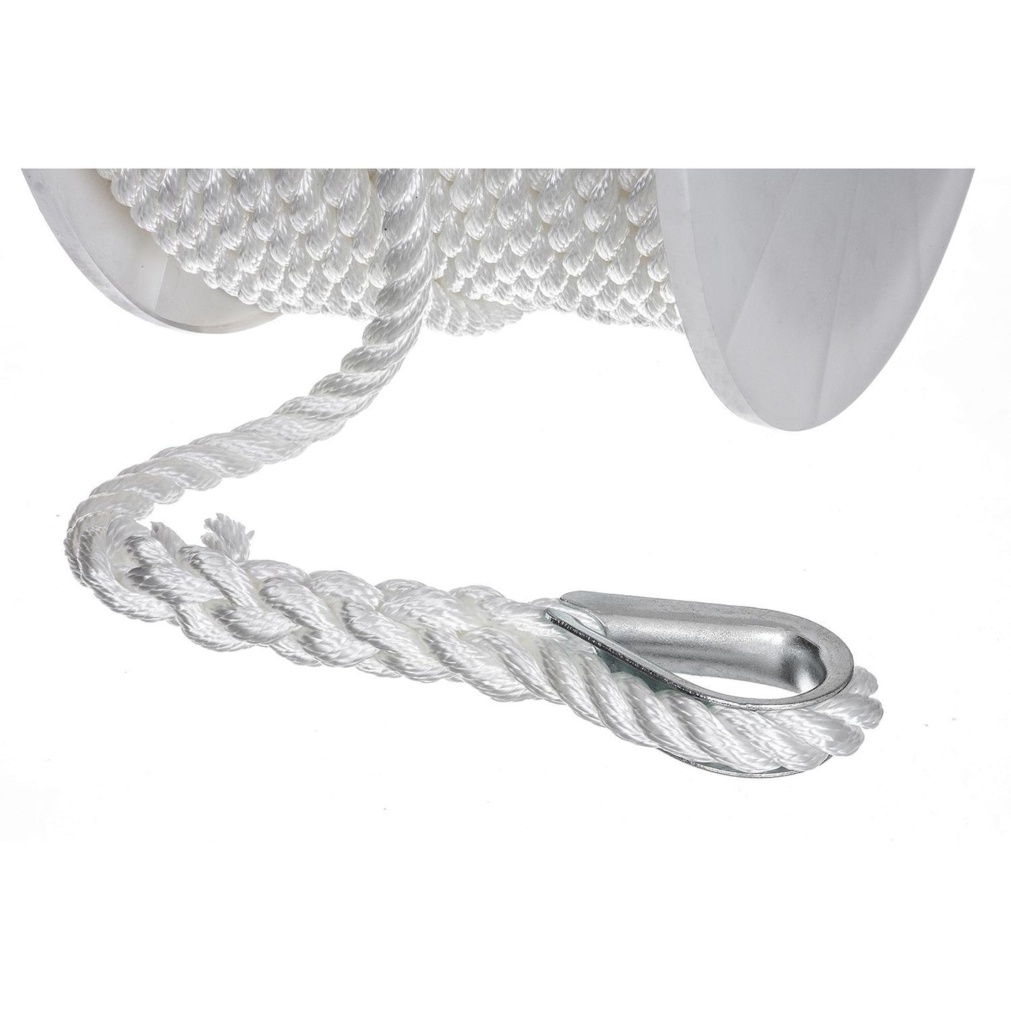 3-Strand Twisted Nylon Anchor Line, White, 1/2in x 150ft