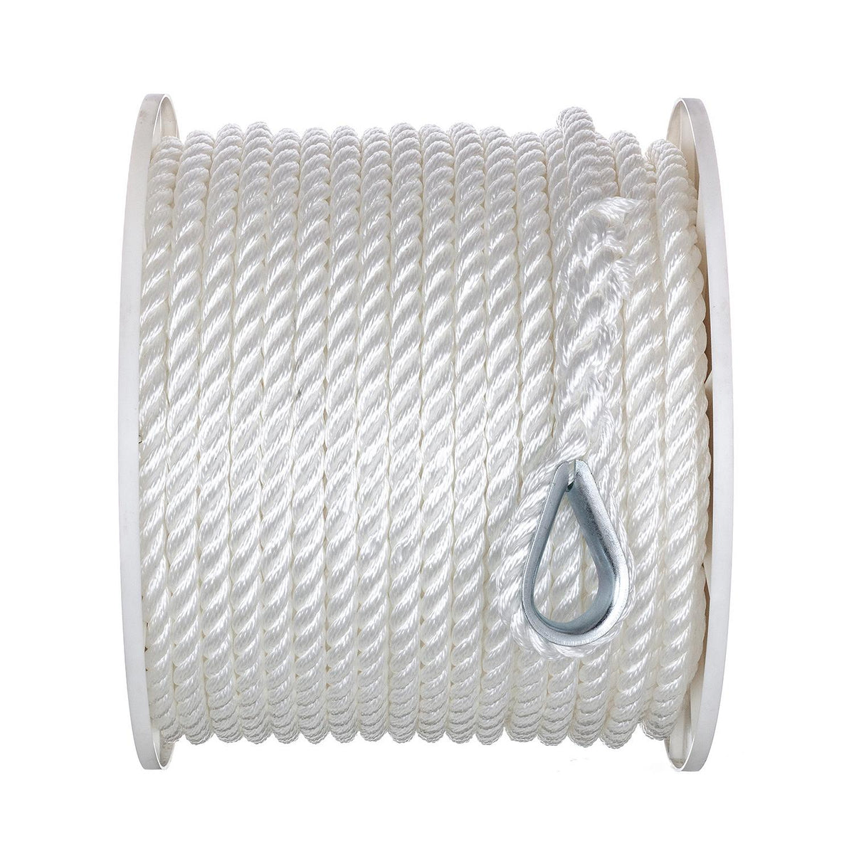 3-Strand Twisted Nylon Anchor Line, White, 1/2in x 200ft