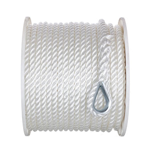 3-Strand Twisted Nylon Anchor Line, White, 1/2in x 200ft