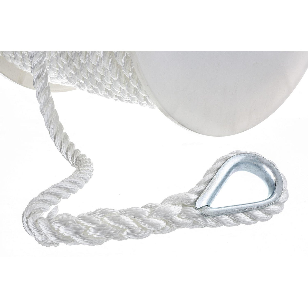 3-Strand Twisted Nylon Anchor Line, White, 1/2in x 200ft