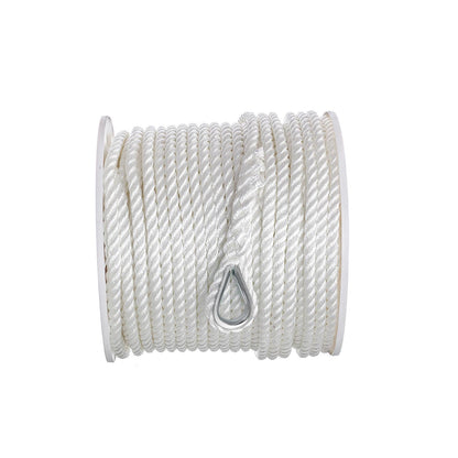 3-Strand Twisted Nylon Anchor Line, White, 1/2in x 250ft