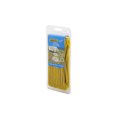 Double Braided Nylon Fender Line, Yellow, 1/4in x 6ft, 2/PK