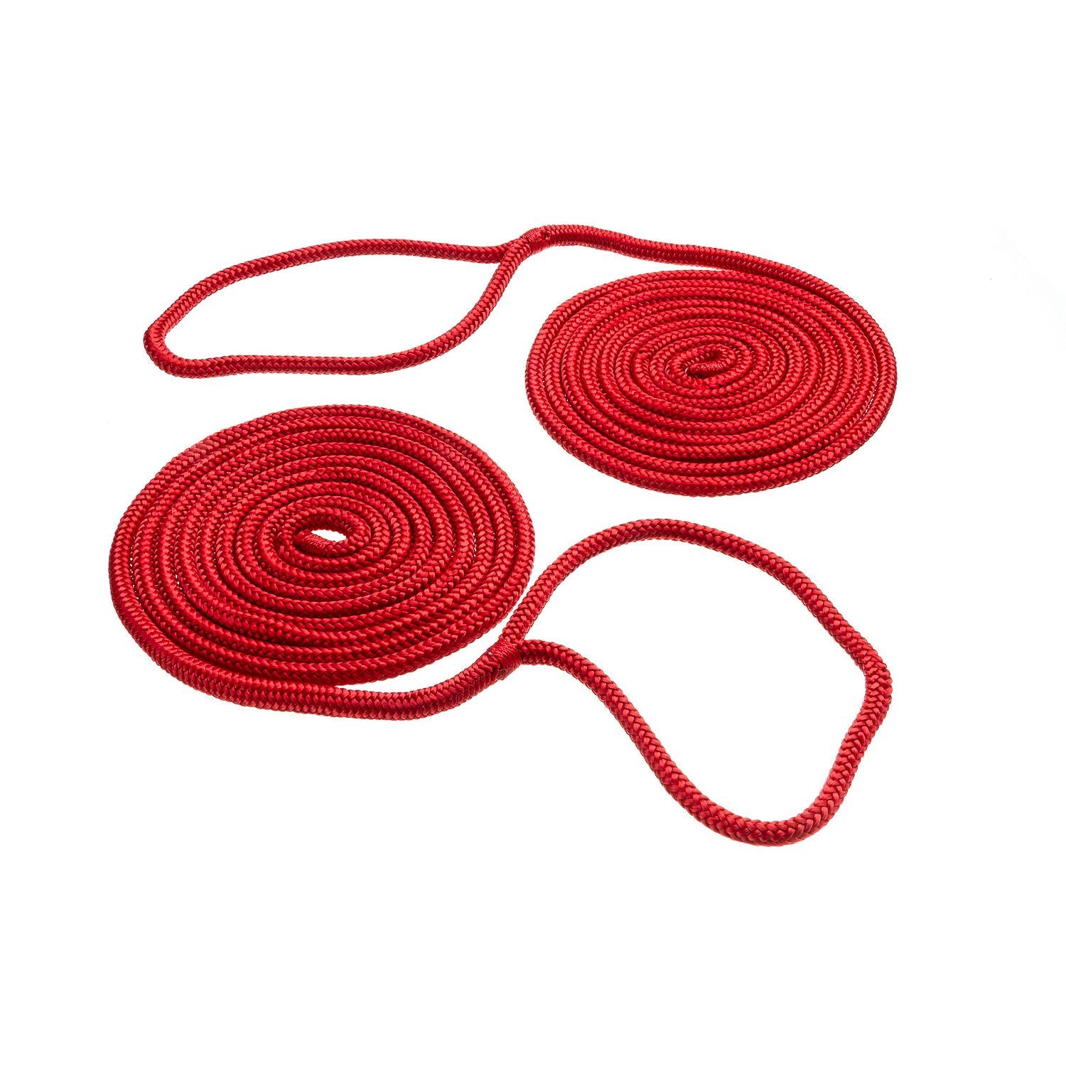 Double Braided Nylon Fender Line, Red, 1/4in x 6ft, 2/PK