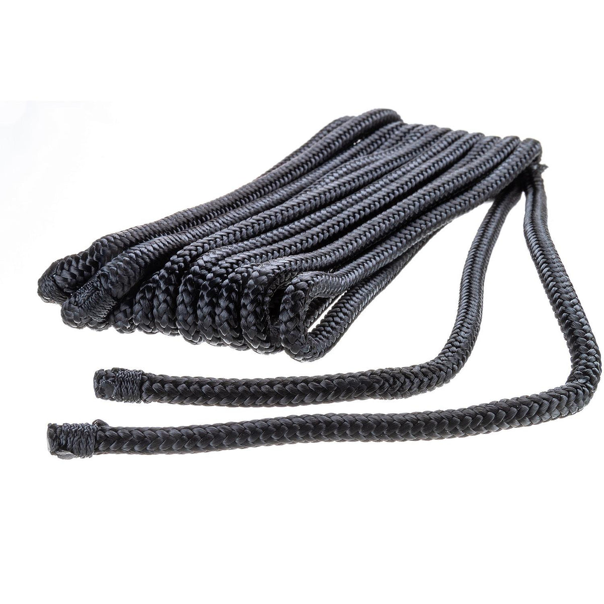 Double Braided Nylon Fender Line, Black, 1/4in x 6ft, 2/PK