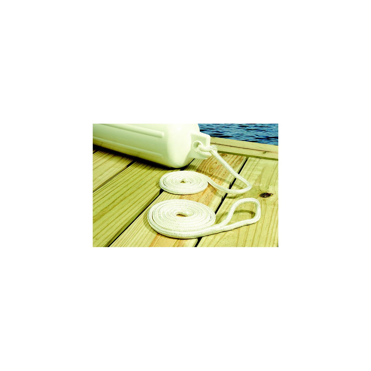 Double Braided Nylon Fender Line, White, 3/8in x 6ft, 2/PK