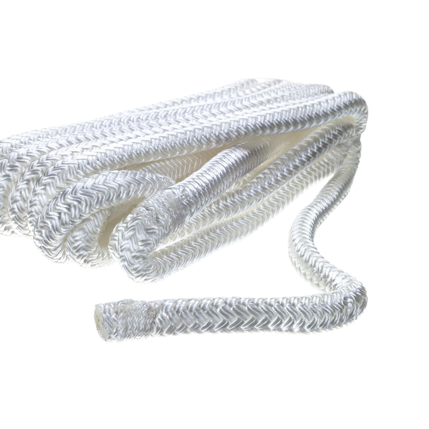 Double Braided Nylon Fender Line, White, 3/8in x 6ft, 2/PK