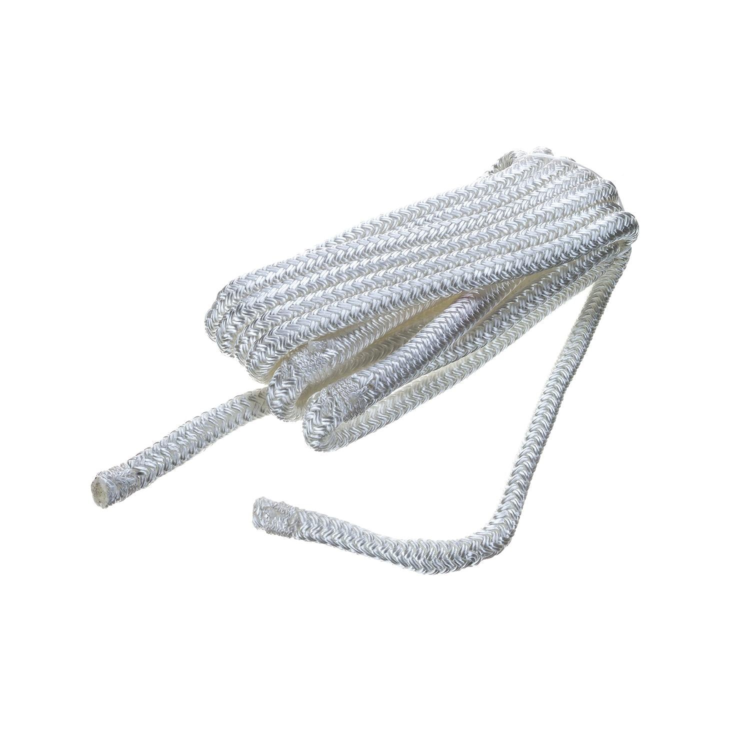 Double Braided Nylon Fender Line, White, 3/8in x 6ft, 2/PK
