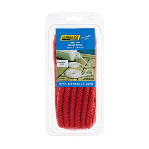 Double Braided Nylon Fender Line, Red, 3/8in x 6ft, 2/PK