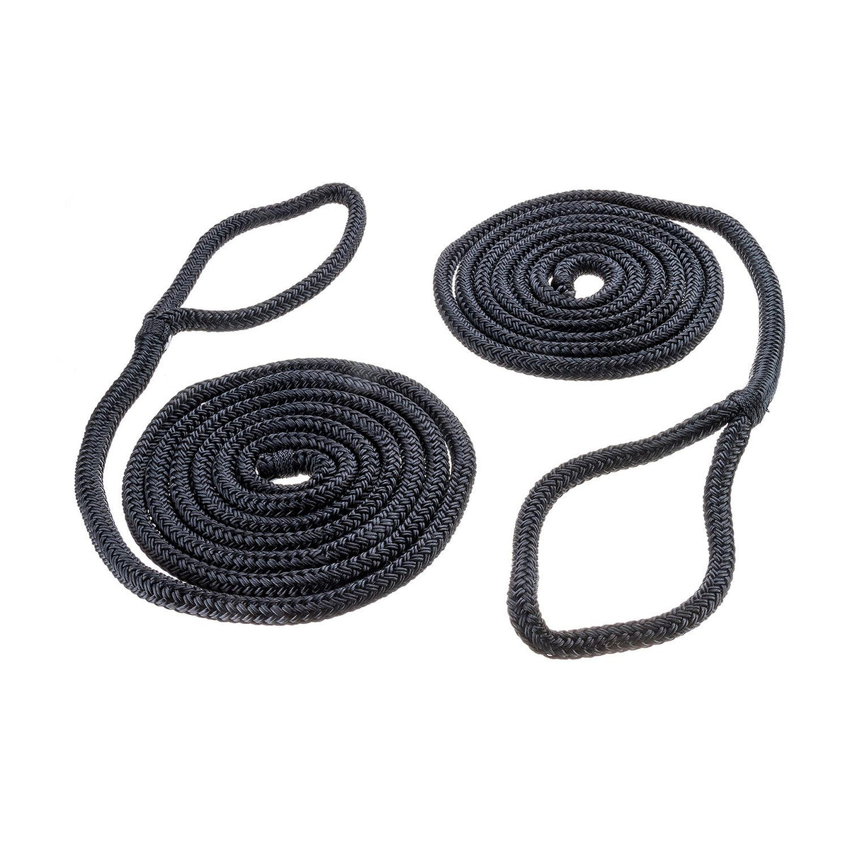 Double Braided Nylon Fender Line, Black,  3/8in x 6ft, 2/PK