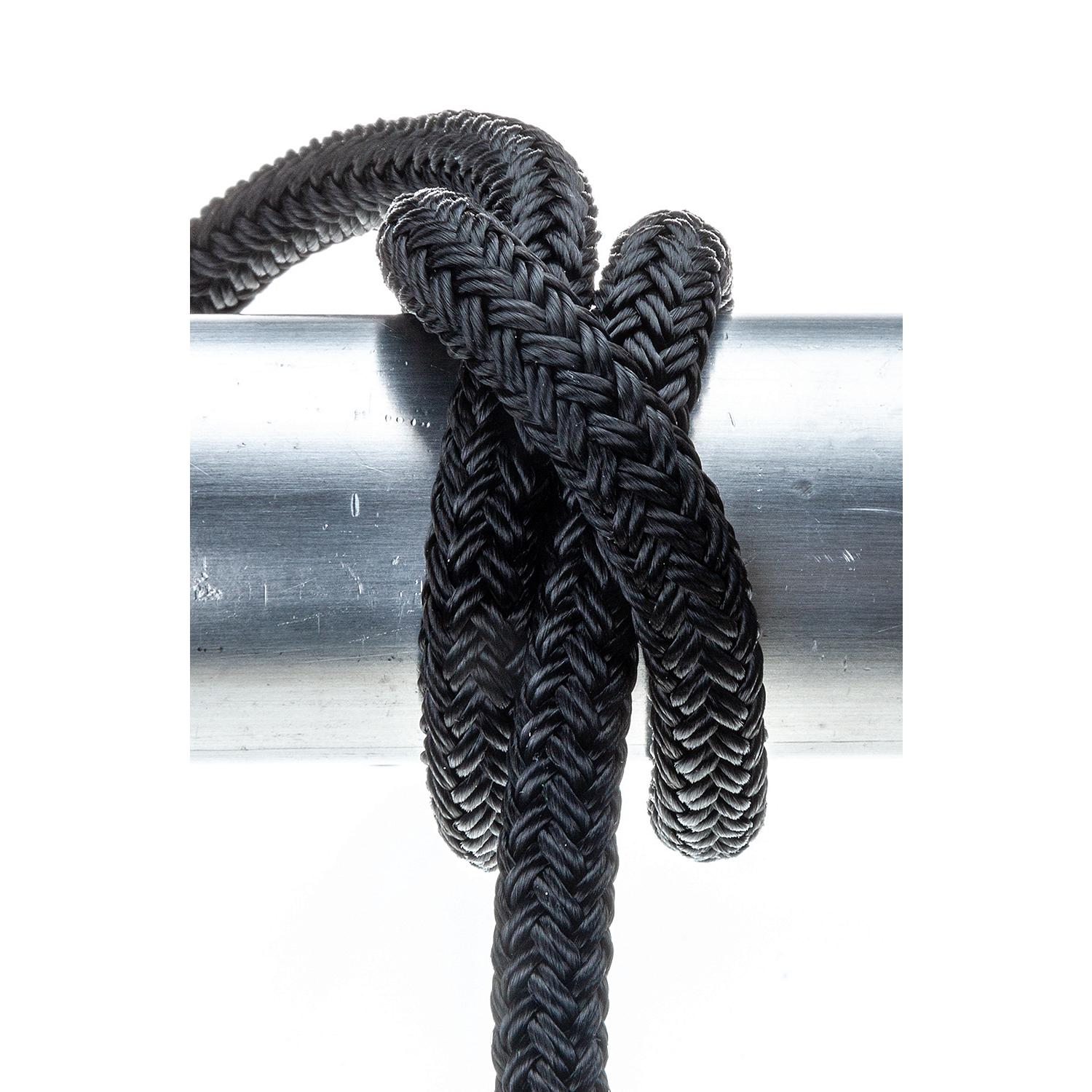 Double Braided Nylon Fender Line, Black,  3/8in x 6ft, 2/PK
