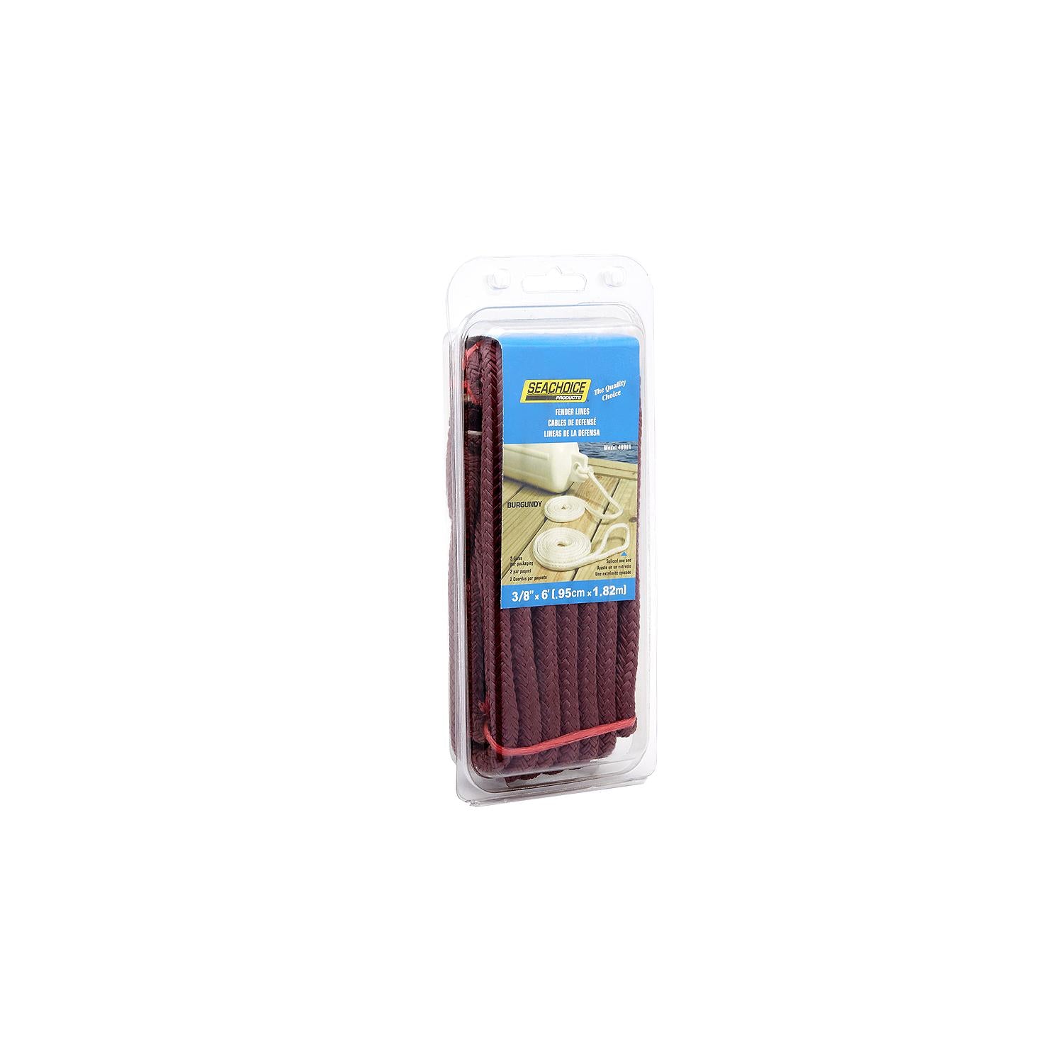 Double Braided Nylon Fender Line, Burgundy, 3/8in x 6ft
