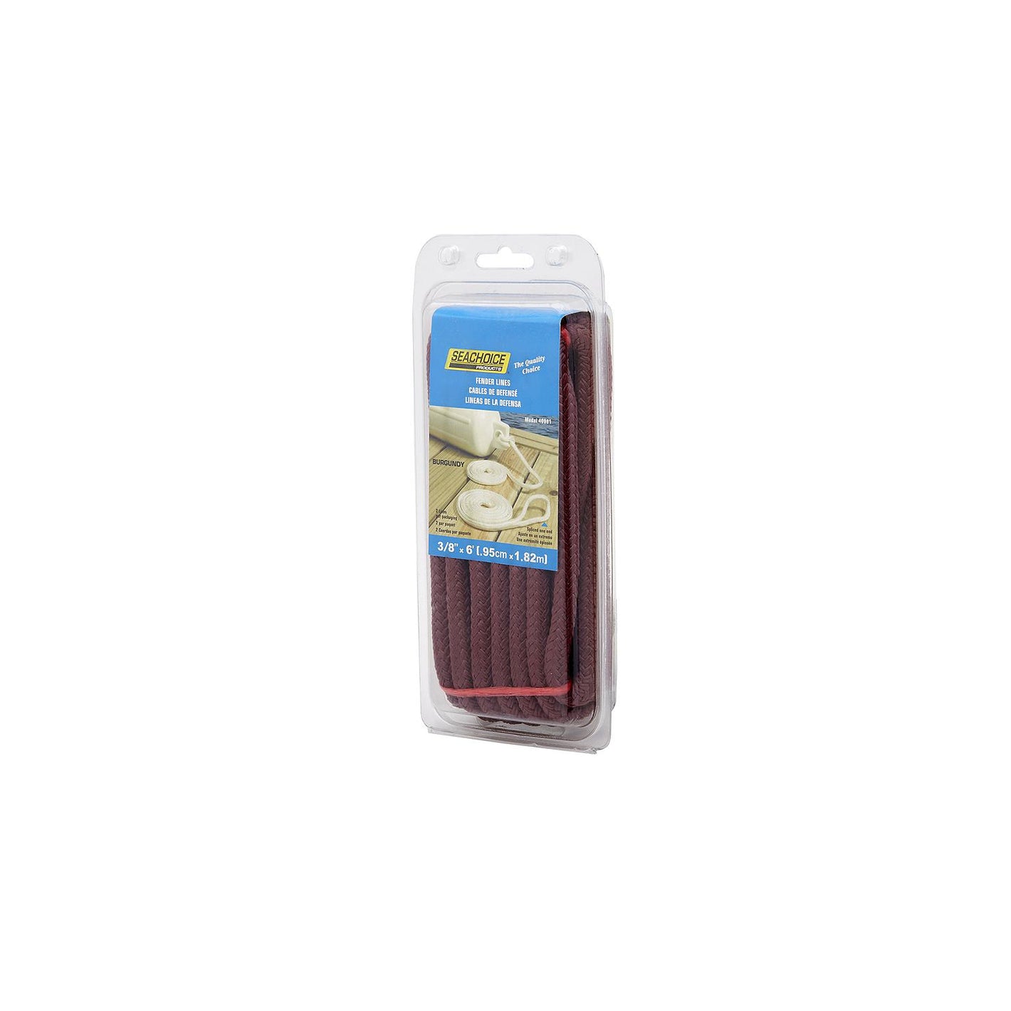 Double Braided Nylon Fender Line, Burgundy, 3/8in x 6ft