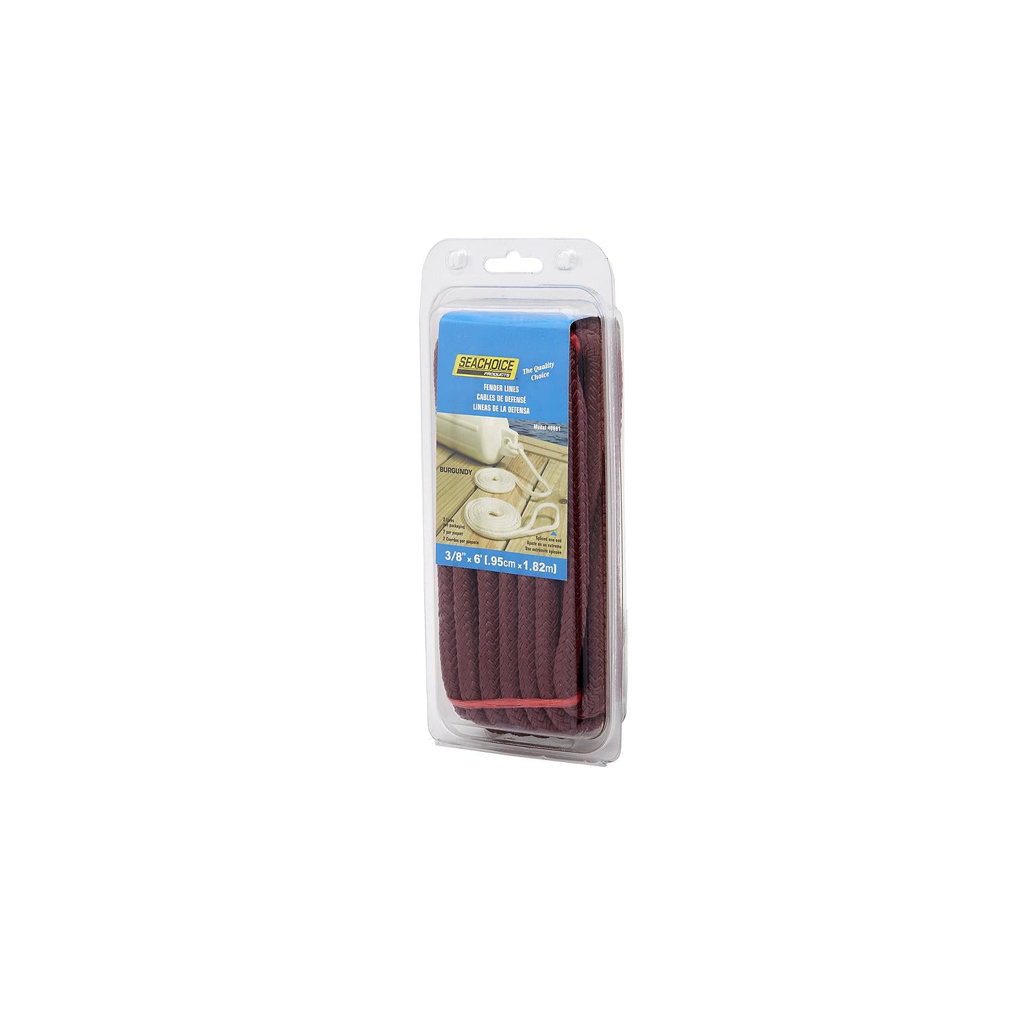 Double Braided Nylon Fender Line, Burgundy, 3/8in x 6ft