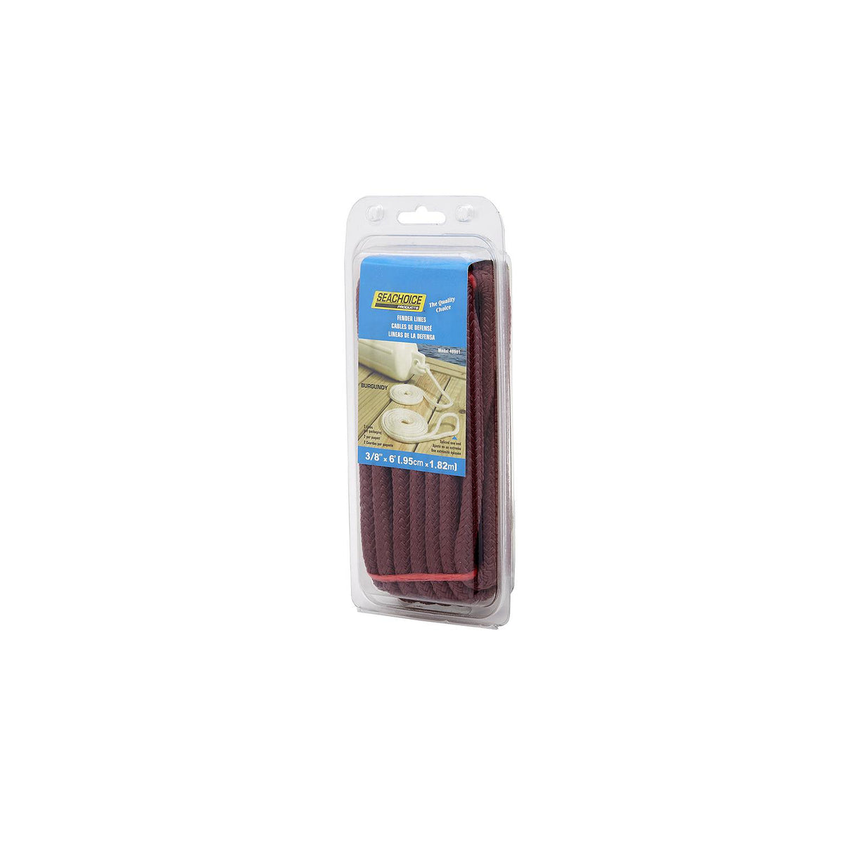 Double Braided Nylon Fender Line, Burgundy, 3/8in x 6ft