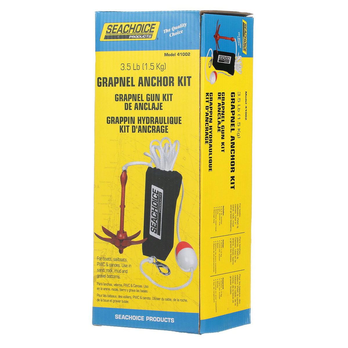 Folding Grapnel Anchor Kit w/ 3.5lb Anchor & 25ft Anchor Line, Steel