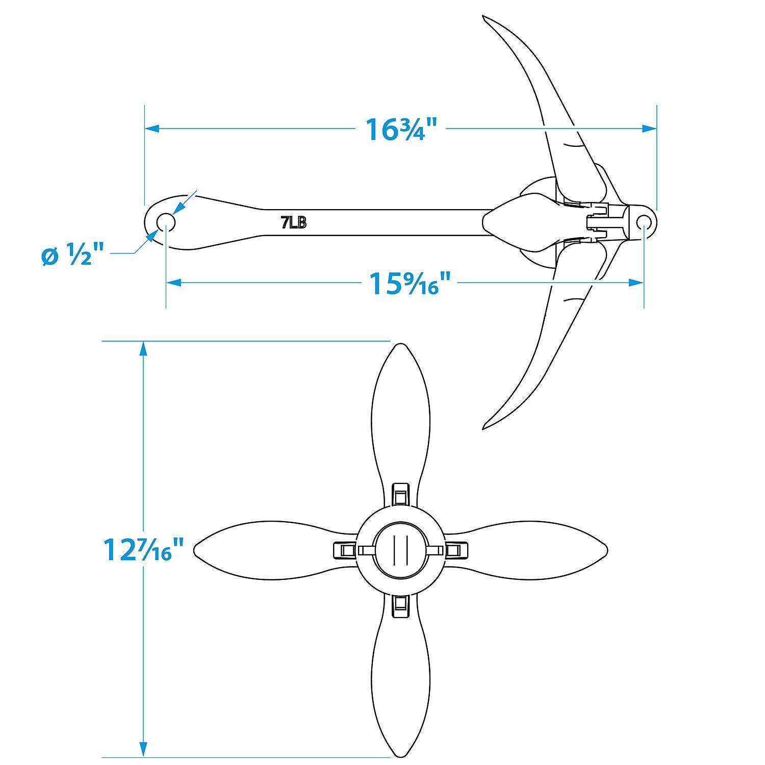 Galvanized Folding Grapnel Anchor, 7 lbs