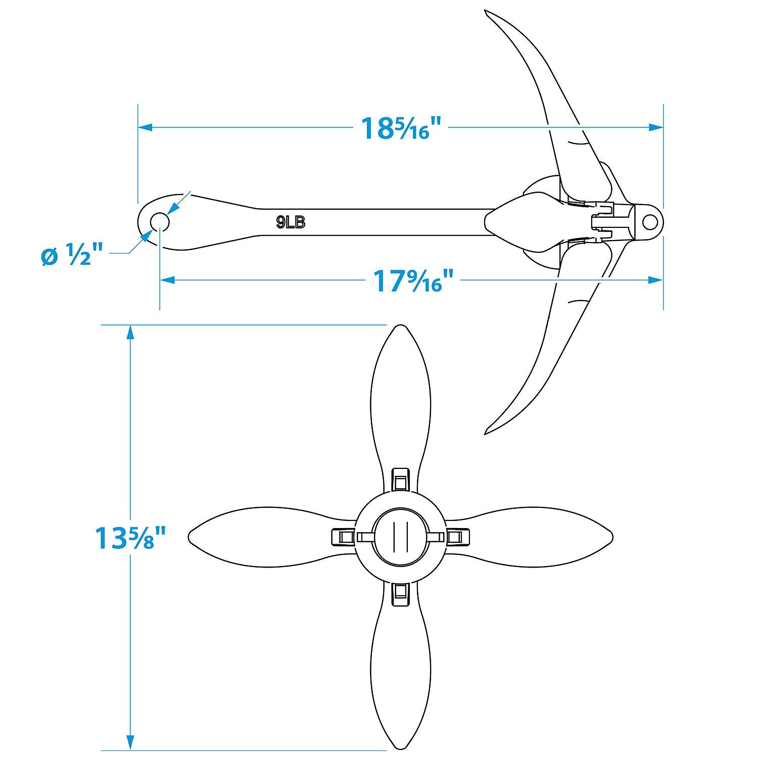 Galvanized Folding Grapnel Anchor, 9 lbs
