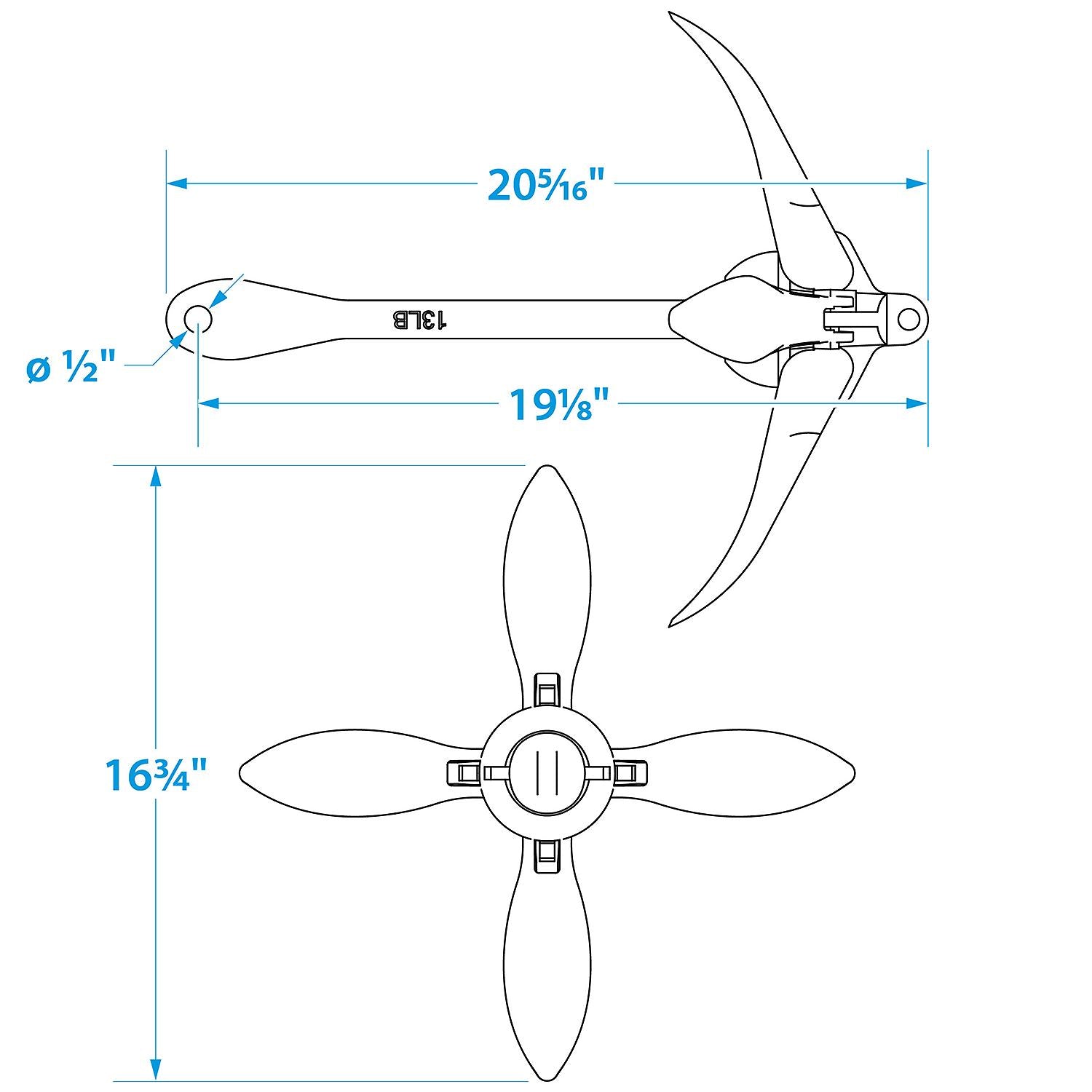 Galvanized Folding Grapnel Anchor, 13 lbs