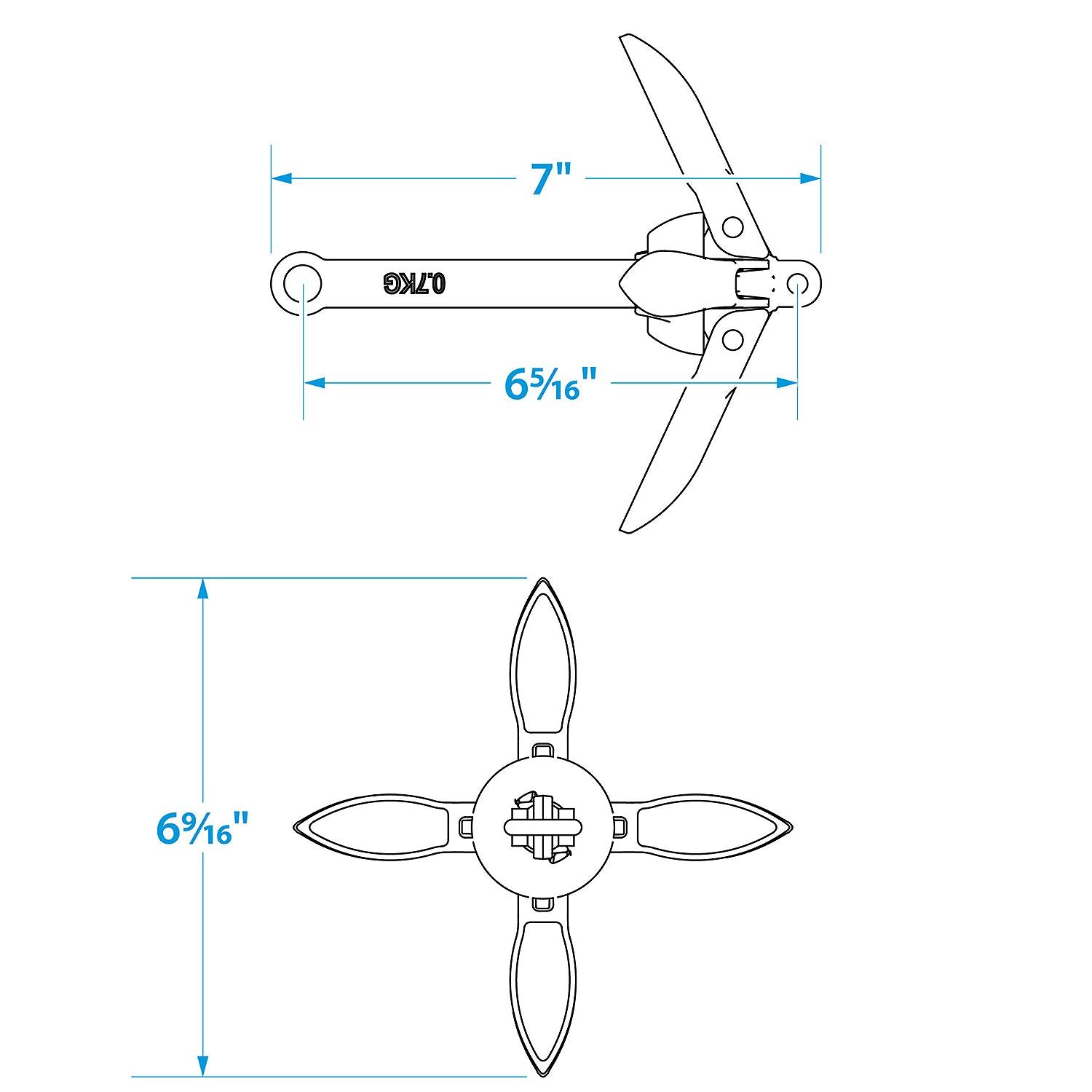 Folding Grapnel Anchor, Galvanized, 1-1/2 lb