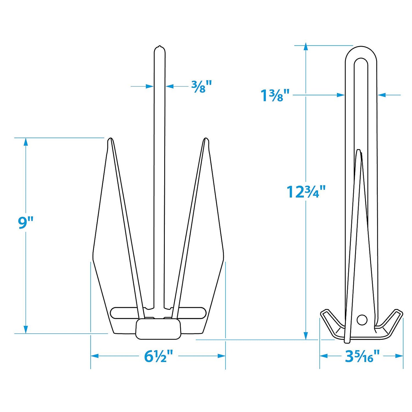 PWC Fluke Anchor Kit, Vinyl Coated Anchor, 25ft Anchor Line & Storage Bag