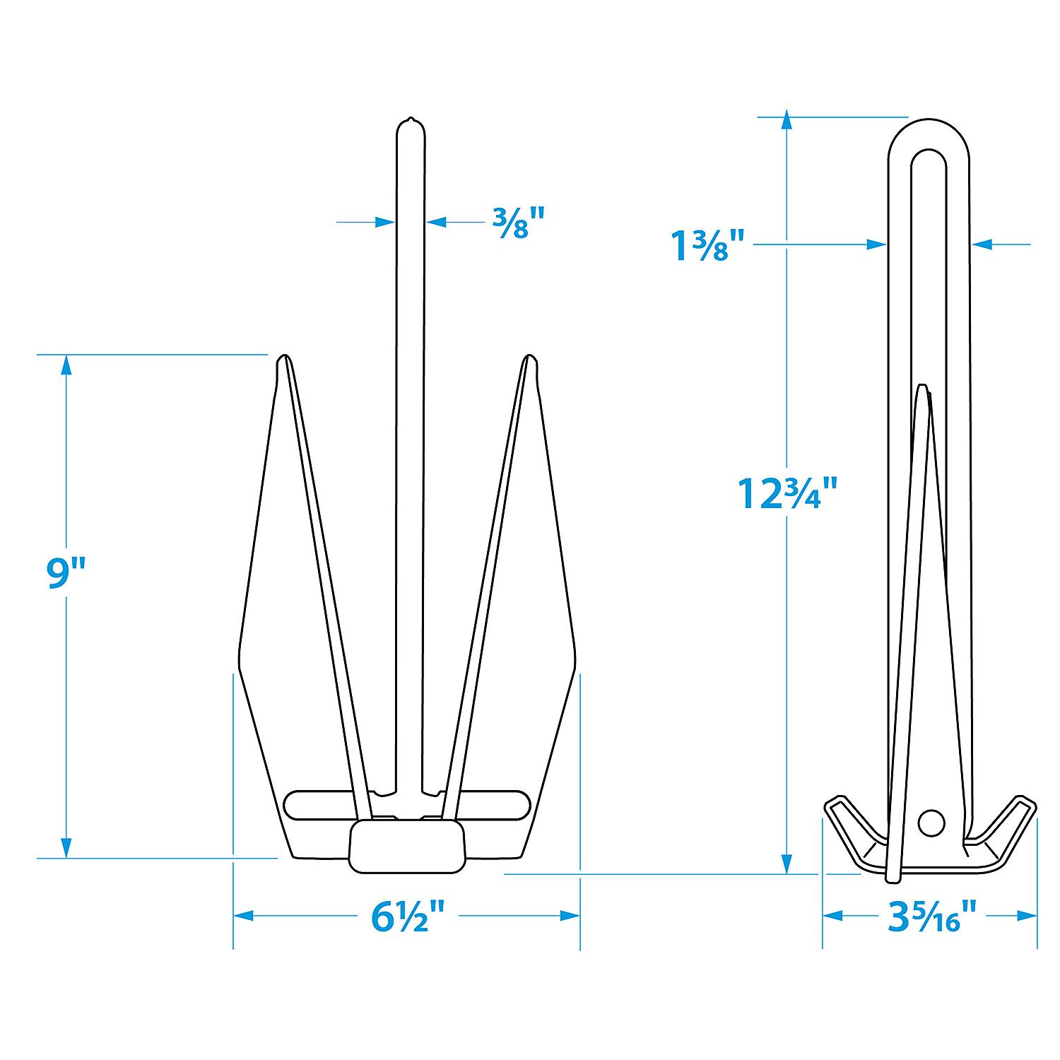 PWC Fluke Anchor Kit, Vinyl Coated Anchor, 25ft Anchor Line & Storage Bag