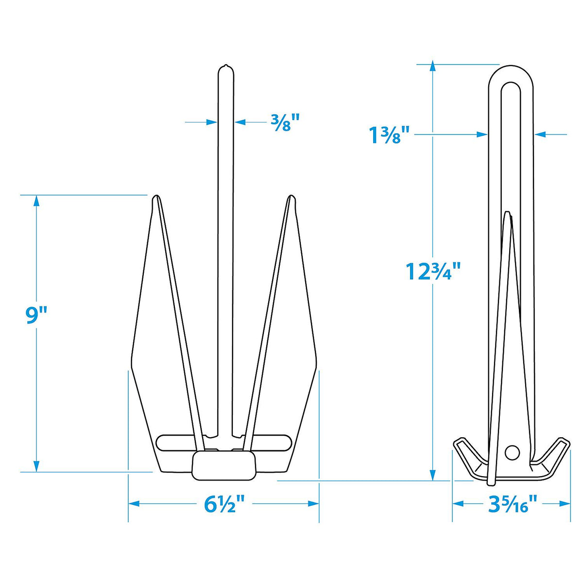 PWC Fluke Anchor Kit, Vinyl Coated Anchor, 25ft Anchor Line & Storage Bag
