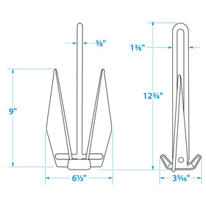 PWC Fluke Anchor Kit, Vinyl Coated Anchor, 25ft Anchor Line & Storage Bag