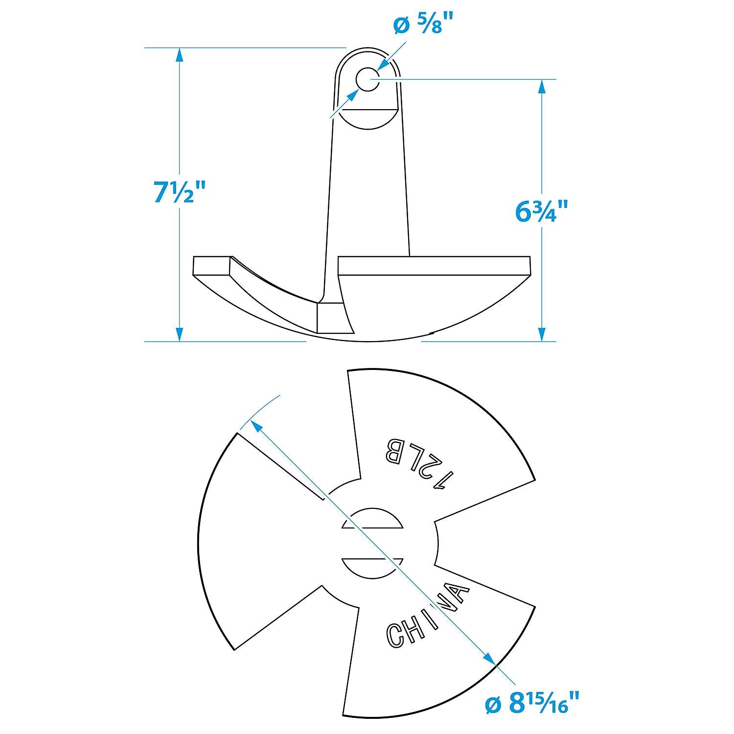 Black Vinyl Coated River Anchor, 12 lbs