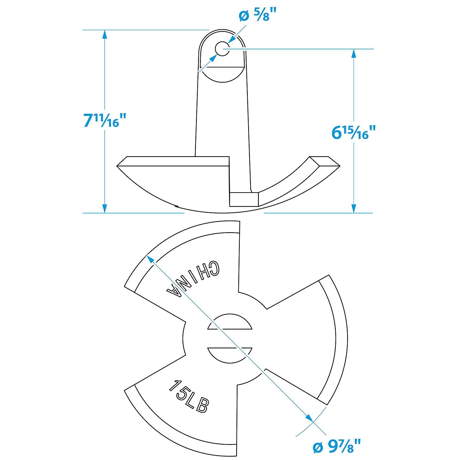 Black Vinyl Coated River Anchor, 15 lbs