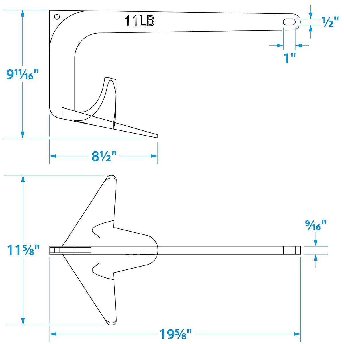 Claw Anchor, Hot Dipped Galvanized, 11 lbs