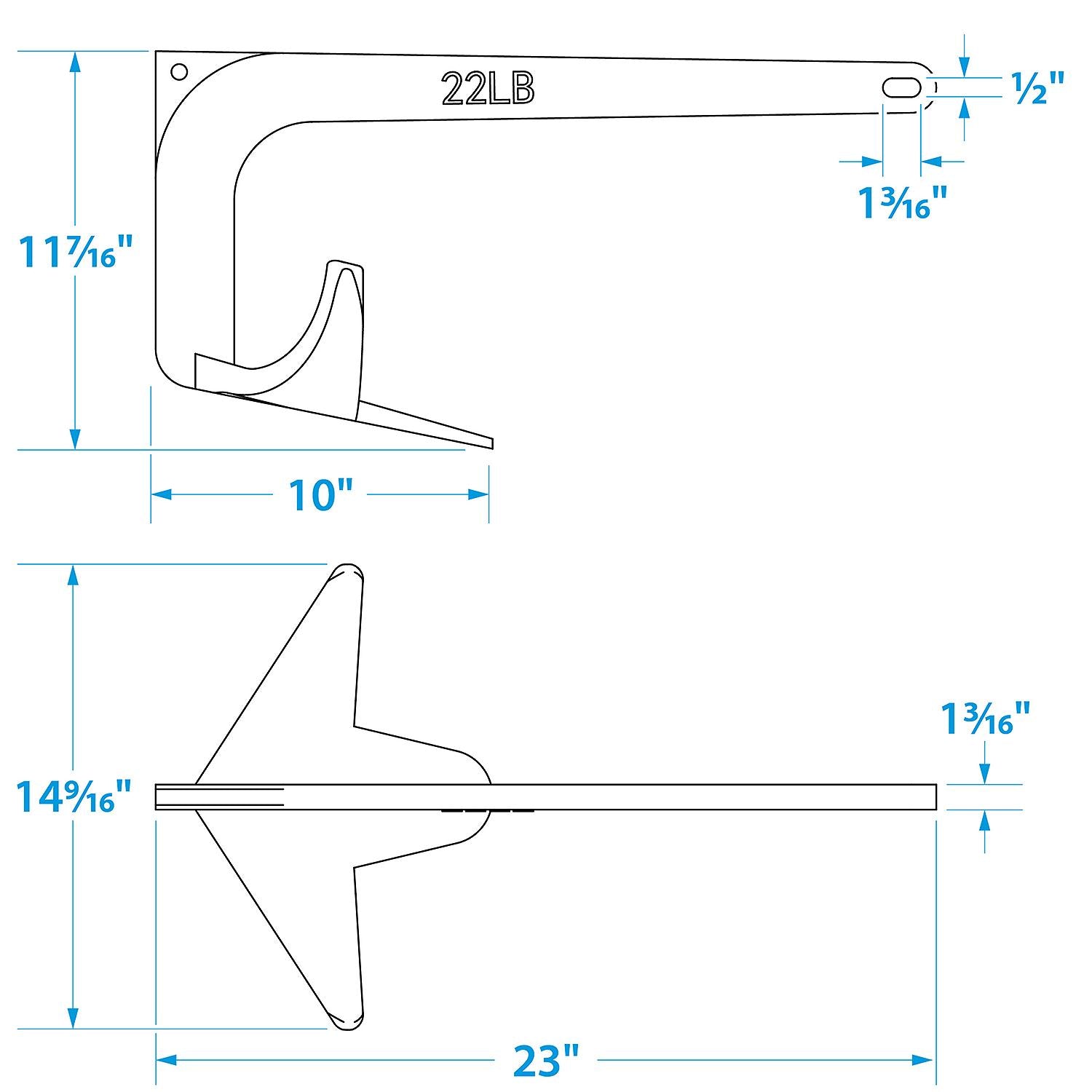 Claw Anchor, Hot Dipped Galvanized, 22 lbs
