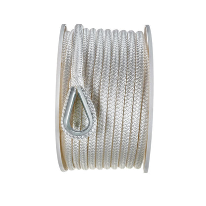 Double Braid Nylon Anchor Line, White, 3/8in x 100ft