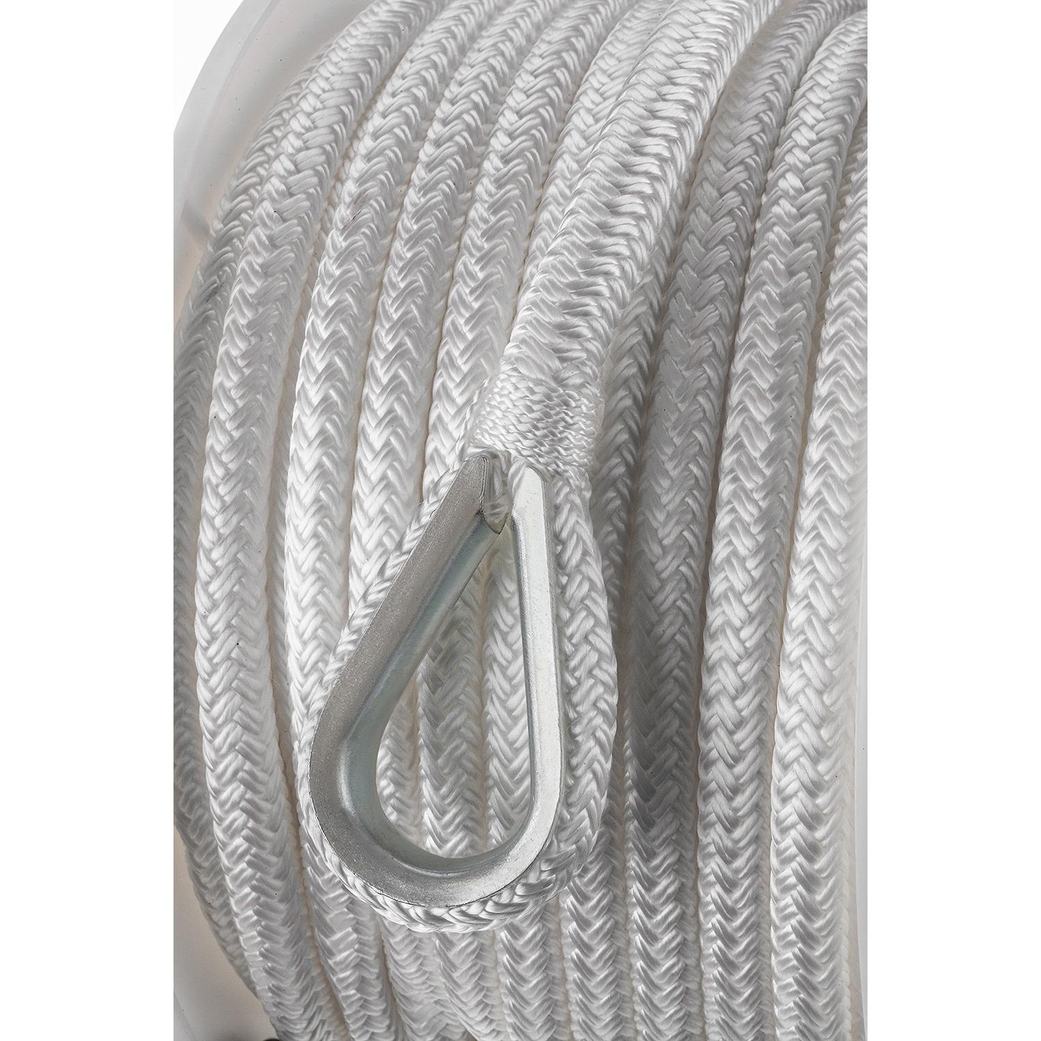 Double Braid Nylon Anchor Line, White, 3/8in x 100ft