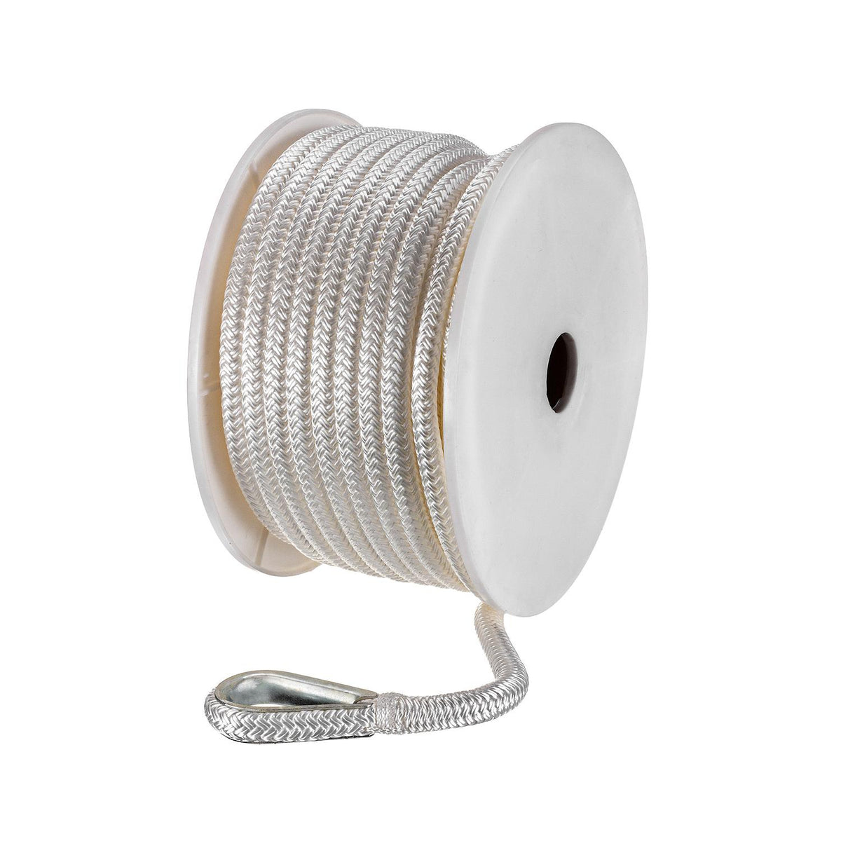 Double Braid Nylon Anchor Line, White, 3/8in x 100ft